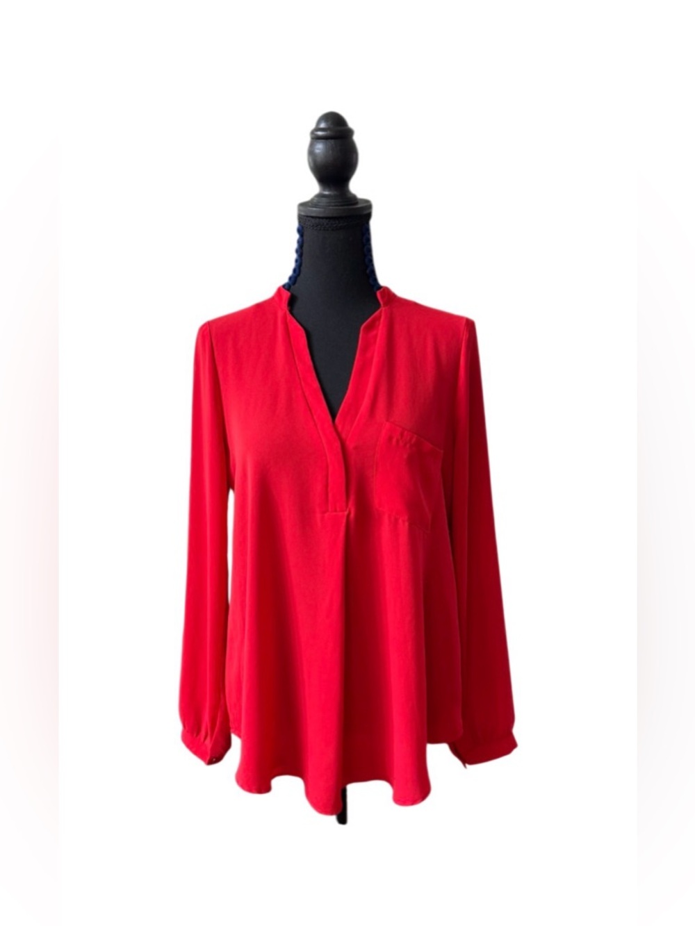 Harper Red V-Neck Long Sleeve Blouse